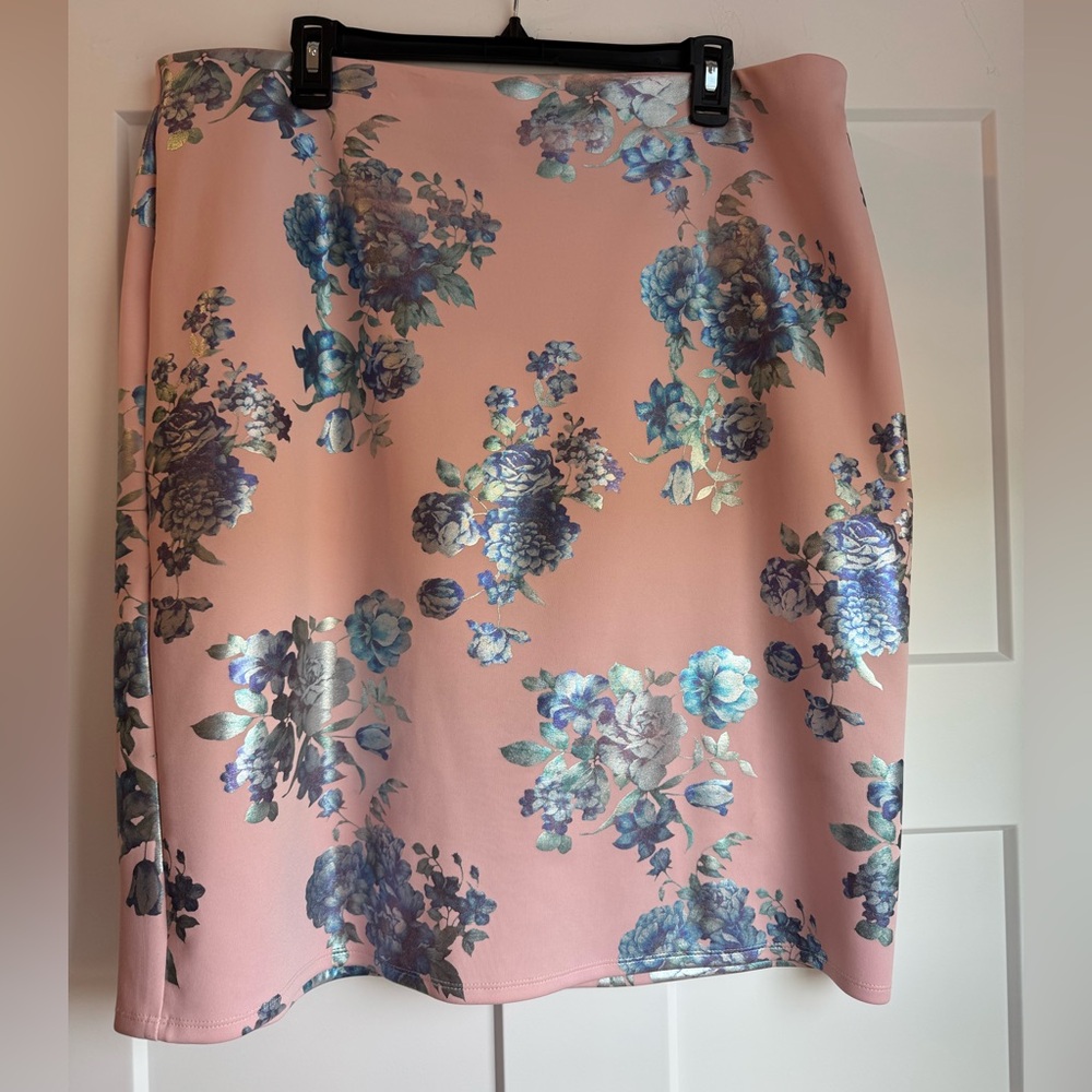NYC Pink and Blue Floral Pencil Skirt